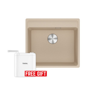 حوض مطبخ تحت رخامة مربع فرانكى ماريس 56×51 سم بيج مطفي  مع فلتر تانك برو
