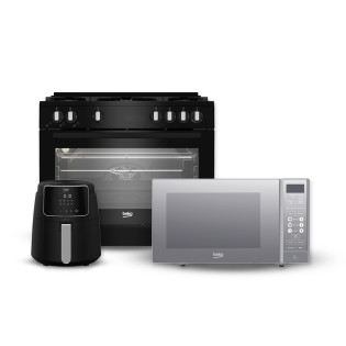 بوتجاز فري ستاند 5 شعلة وقلاية هوائية ديجيتال 3.9 لتر 1500 وات أسود مع ميكروويف باشوايه 23 لتر فضى بيكو