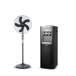  مبرد مياه بكابينه 3 حنفيه مع مروحة ستاند 18 بوصة الترا اسود × رمادى