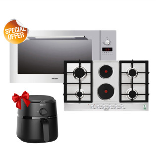 طقم أجهزة مطبخ جليم جاز 90 سم ستانليس ستيل مع قلاية هوائية هدية