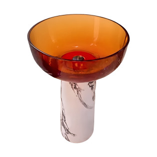 حوض ديكور زجاج دروب أبيض ماربيل×بنى