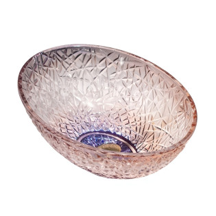 حوض ديكور زجاج دروب بيضاوي روز جولد