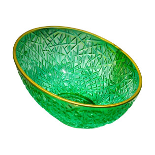 حوض ديكور زجاج دروب بيضاوي أخضر