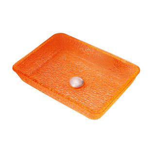 حوض ديكور زجاج دروب مستطيل برتقالي