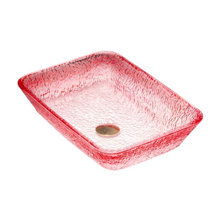 حوض ديكور زجاج دروب مستطيل أحمر