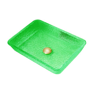 حوض ديكور زجاج دروب مستطيل أخضر