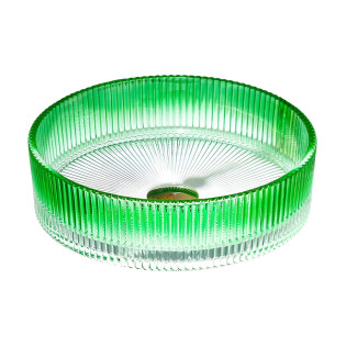 حوض ديكور زجاج دروب دائري أخضر