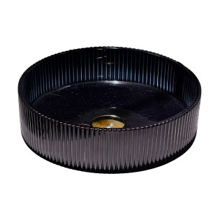 حوض ديكور زجاج دروب دائري أسود