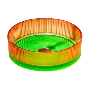 حوض ديكور زجاج دروب دائري أخضر×برتقالى