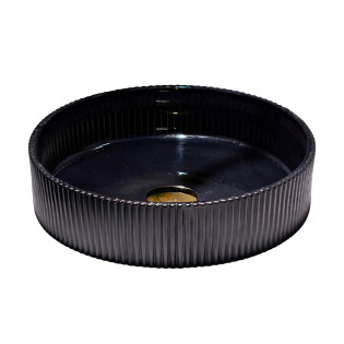 حوض ديكور زجاج دروب دائري أسود