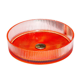 حوض ديكور زجاج دروب دائري برتقالي