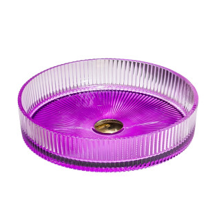 حوض ديكور زجاج دروب دائري بنفسجى