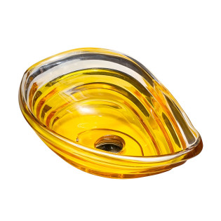 حوض ديكور زجاج دروب دائري بيضاوي ذهبي