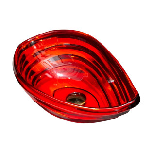 حوض ديكور زجاج دروب دائري بيضاوي أحمر