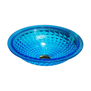 حوض ديكور زجاج دروب دائري تركواز