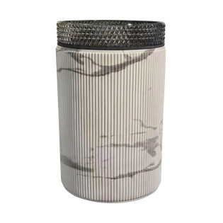 حوض ديكور زجاج دروب رمادى×أبيض