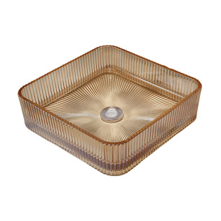 Drop Decorative Square Glass Wash Basin Amber