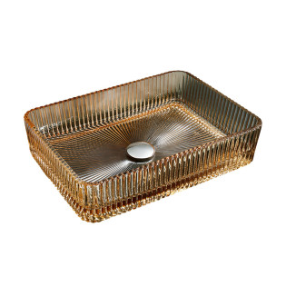 Drop Decorative Rectangular Glass Wash Basin Amber
