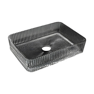 Drop Decorative Rectangular Glass Wash Basin Grey