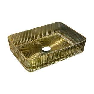Drop Decorative Rectangular Glass Wash Basin Gold