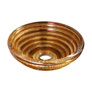 حوض ديكور زجاج دروب دائري ذهبي