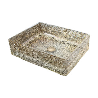 Drop Decorative Square Glass Wash Basin Gold