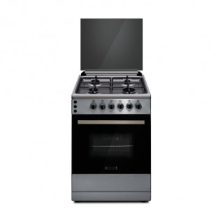 بوتجاز فري ستاند غاز 4 شعلة 60 سم فضي X كريستال اسود إيكوماتيك