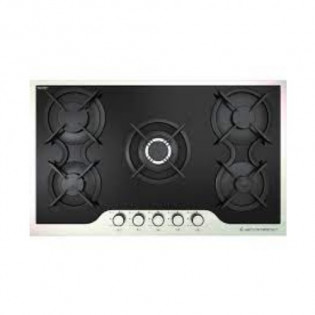 مسطح بلت ان غاز 5 شعلة 90 سم فضي استانلس X زجاجي إيكوماتيك