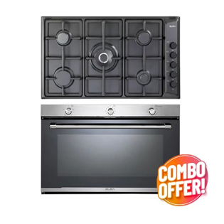 Elba Built-in stainless gas oven 90 cm with Gas hob 90 cm black