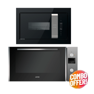 جورينيا فرن بلت ان كهرباء استانلس 90 سم و فرن ميكرويف كهرباء 60 سم اسود 