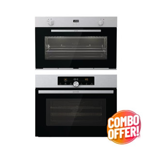 جورينيا فرن بلت ان غاز استانلس 90 سم و فرن ميكرويف كهرباء 60 سم استانلس 