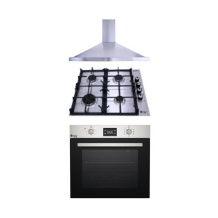 Purity Built-In Hood & Electric Oven 67 Liters & gas Hob 4 Burners 60 cm Stainless