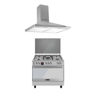 Ecomatic Built in Hood 90 Cm Stainless Steel & Free-Stand Hob Gas 90 Cm Stainless Steel