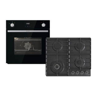 مسطح غاز جورينيا 60 سم استانلس أسود و فرن بلت ان غاز 60 سم أسود