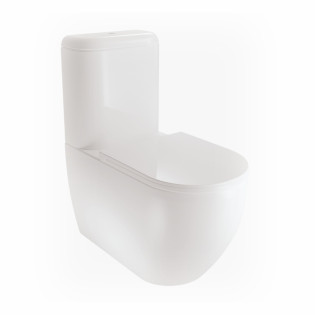 White Ville Smooth Close Coupled Toilet with Soft Close Seat Cover & Cistern White