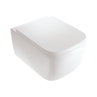 White Ville Smooth Wall-Mounted Toilet with Soft Close Seat Cover White 37.5×52 Cm