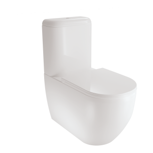 White Ville Round Close-Coupled Toilet with Soft Close Seat Cover & Cistern White