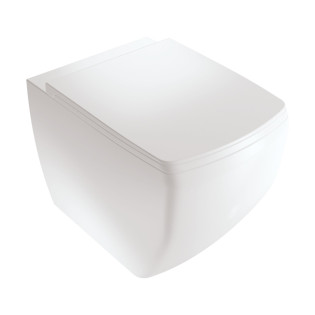 White Ville Edgy Wall-Mounted Toilet with Soft Close Seat Cover White