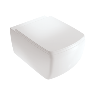 White Ville Edgy Wall-Mounted Toilet with Soft Close Seat Cover White