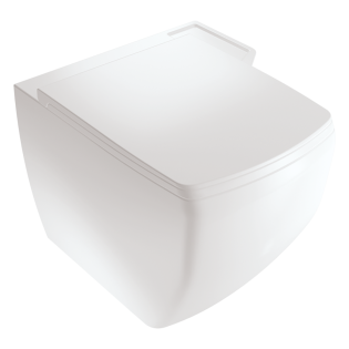 White Ville Edgy Wall-Mounted Toilet with Soft Close Seat Cover White