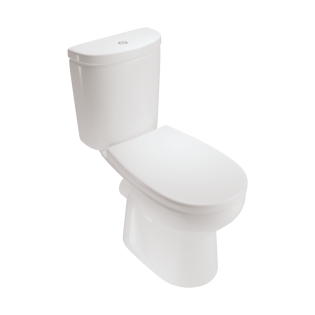 White Ville Delta Close-Coupled Toilet with Seat Cover & Cistern White