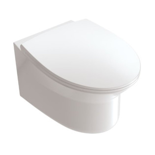 White Ville Continental Wall-Mounted Toilet with Soft Close Seat Cover White
