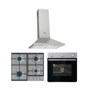 فرن و مسطح غاز و شفاط هرمى بلت ان 60 سم استانلس من جورينيا