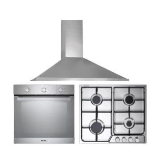 فرن ومسطح غاز بلت ان وشفاط 60 سم استانلس من البا