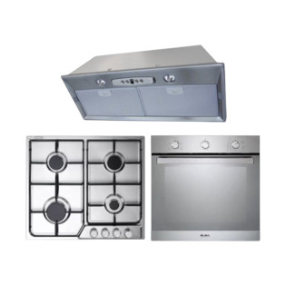 Elba Built-In Gas Hob 4 Burners & Gas Oven 62 Liter & Hood 60 cm Stainless Steel
