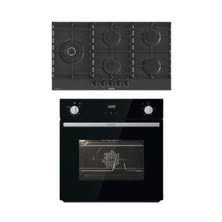 فرن غاز بلت ان 60 سم و مسطح 5 شعلة 90 سم غاز بلت ان أسود من جورينيا 