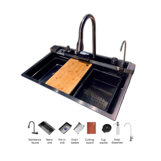  حوض مطبخ ديجيتال بيورتى 85×48 سم أسود