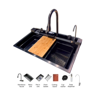 حوض مطبخ ديجيتال بيورتى 80×48 سم أسود