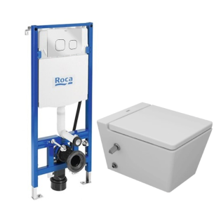 Sanipure Kepler Wall-Mounted Toilet with Roca Flush tank