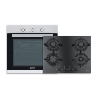 مسطح غاز 4 شعلة اسود وفرن غاز 60 سم فرانكي